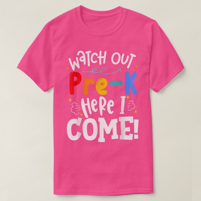 Camiseta Crianças Cuidado Com O Prek Aqui Eu Vim Garotas Pr (Frente do Design)