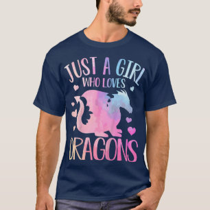 Camiseta Crianças Curem Apenas Uma Menina Que Adora Dragões