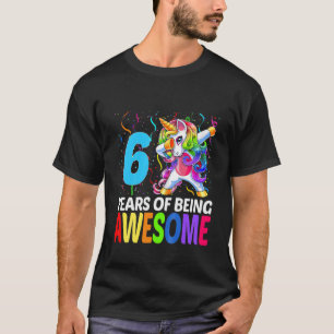 Camiseta Crianças Curiosas com 6 anos Unicórnio Dabbing 6 a