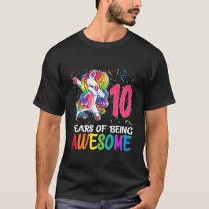 Camiseta Crianças Cute 10 Anos De Idade Unicórnio Dabbing 1
