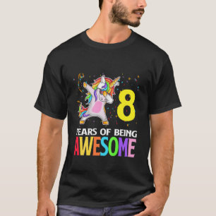 Camiseta Crianças Cute 8 Anos De Idade Unicórnio Dabbing