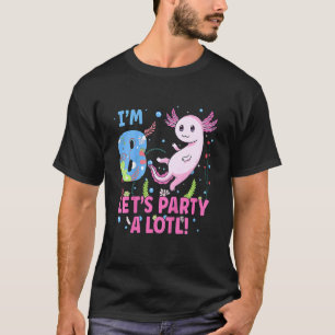 Camiseta Crianças Cute Axolotl Motif 8º Aniversário Axolotl