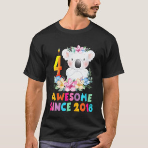 Camiseta Crianças Cute Koala Bear 4 Anos Aniversário Para B