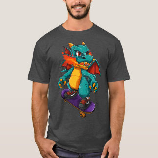 Camiseta Crianças Cute Skateboard Dragon Presente Para Meni