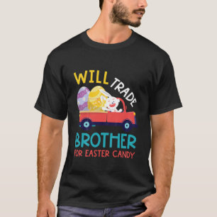 Camiseta Crianças Cute Trocarão Ovos De Páscoa Doces Do Irm