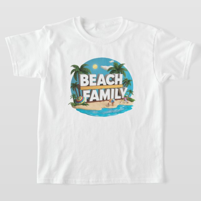 Camiseta Crianças Da Família Da Praia Colorido (Postura )