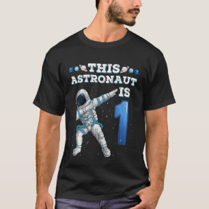 Camiseta Crianças Dabbing Astronauta 1 Ano Aniversário Boy