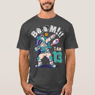 Camiseta Crianças Dabbing Birthday Boy Astronauta 13 Astron