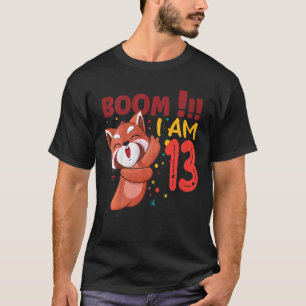 Camiseta Crianças Dabbing Birthday Boy Red Panda 13 Anivers