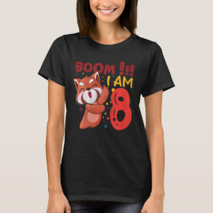Camiseta Crianças Dabbing Birthday Boy Red Panda 8º Anivers