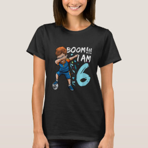 Camiseta Crianças Dabbing Birthday Boy Soccer 6 Aniversário