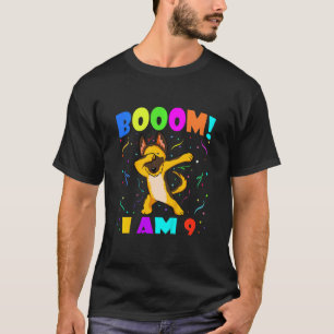 Camiseta Crianças Dabbing German shepherd Boooom Eu Sou 9 M