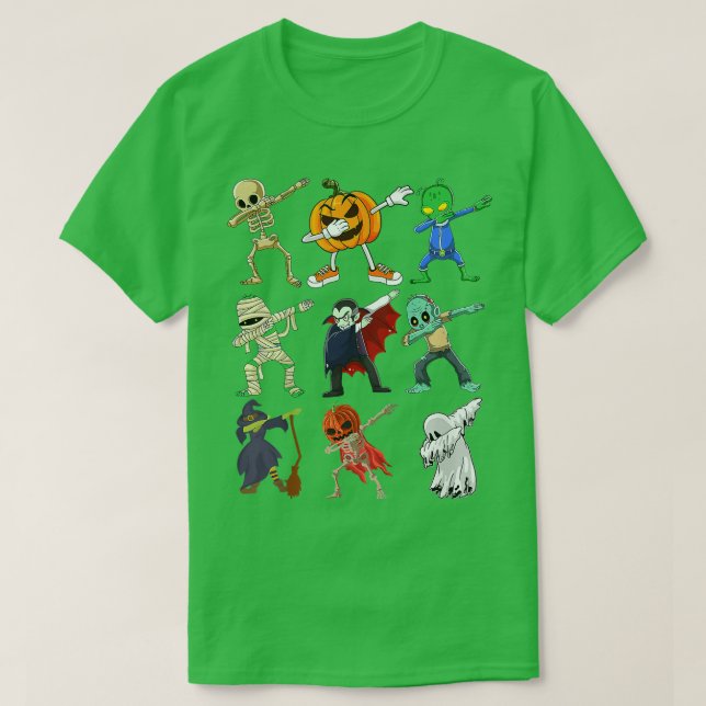 Camiseta Crianças Dabbing Halloween Skeleton Zombie Scarpk (Frente do Design)