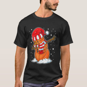 Camiseta Crianças Dabbing Snowman Basball Ball San Natal