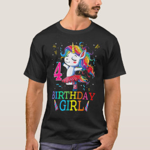 Camiseta Crianças Dabbing Unicorn 4 anos 4º aniversário Fes