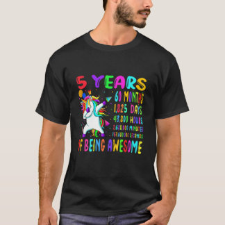 Camiseta Crianças Dabbing Unicorn 5 Anos 60 Meses Crianças