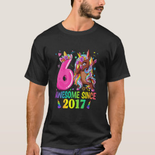 Camiseta Crianças Dabbing Unicorn 6 Birthday Girl Unicorn P