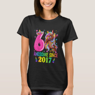 Camiseta Crianças Dabbing Unicorn 6 Birthday Girl Unicorn P