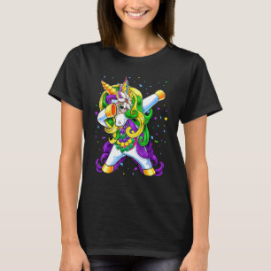 Camiseta Crianças Dabbing Unicorn Jester Hat Miçanga Mardi