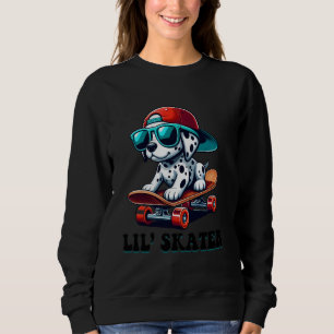 Camiseta Crianças Dálmata em um Skate Skateboard Meninos