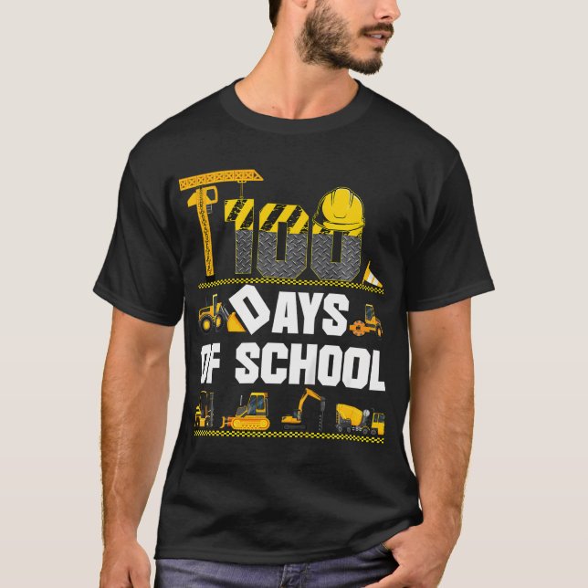 Camiseta Crianças De 100 Dias De Veículo De Construção Esco (Frente)
