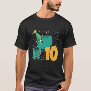 Camiseta Crianças De 10 Anos Meninos De 10 Dias Dinossauro 
