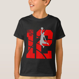 Camiseta Crianças de 12 anos de 12 de Basquete Festa de Ani