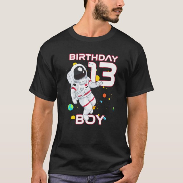 Camiseta Crianças de 13 anos Astronauta 13 de aniversário d (Frente)