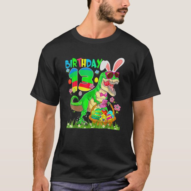 Camiseta Crianças De 13 Anos T Rex Dinossaur 13Rd (Frente)