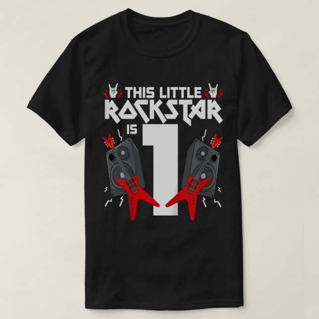 Camiseta Crianças De 1 Ano De Festa de aniversário De Rock  (Frente do Design)