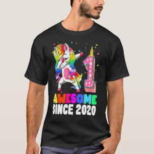 Camiseta Crianças de 1 ano Unicórnio Dabbing primeiro anive