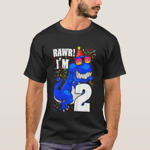 Camiseta Crianças de 2 anos Rawr Eu sou segundo aniversário