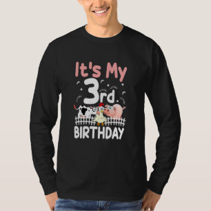 Camiseta Crianças de 3 anos... animais de fazenda de moças.