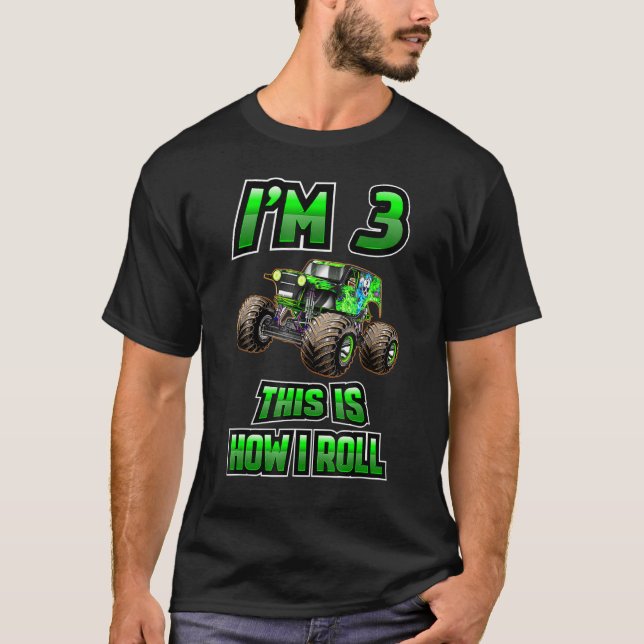 Camiseta Crianças de 3 anos aniversário de 3 anos Monstro T (Frente)
