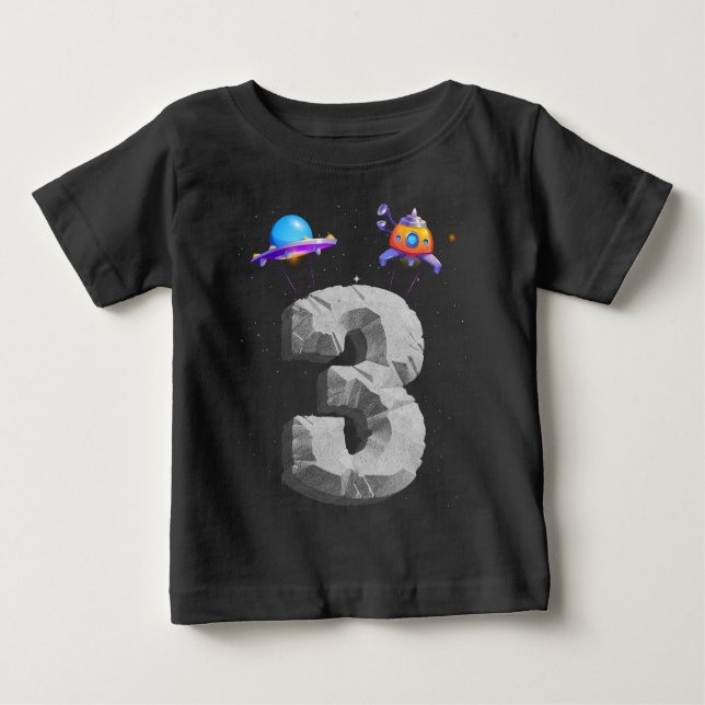 Camiseta Crianças de 3 anos Astronauta de Criança de Aniver (Frente)