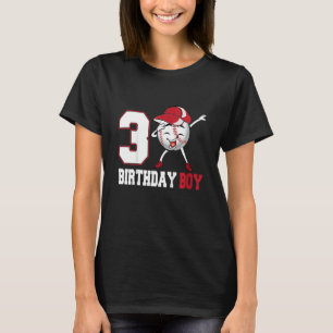 Camiseta Crianças de 3 anos bebendo beisebol aniversário de