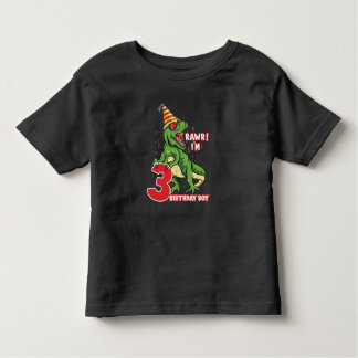 Camiseta Crianças de 3 anos dinossauros aniversários 3 fest