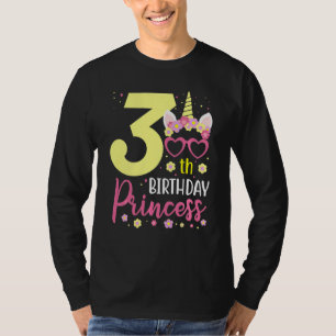 Camiseta Crianças de 3 anos Garota Unicórica 3ª Festa de an