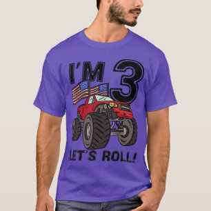 Camiseta Crianças de 3 anos Rapaz Monstro Caminhão dos EUA 