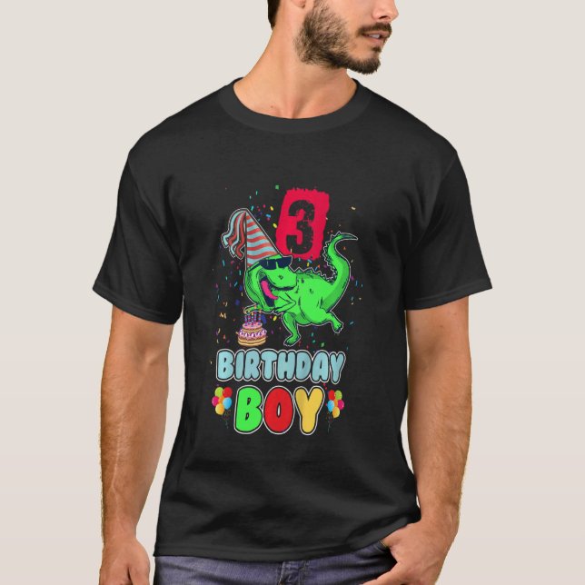 Camiseta Crianças de 3 anos Rawr Eu sou aniversário de 3 an (Frente)