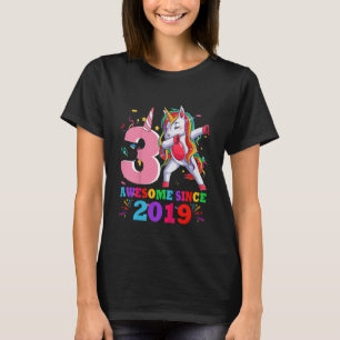 Camiseta Crianças de 3 anos Unicorn Dabbing aniversário de