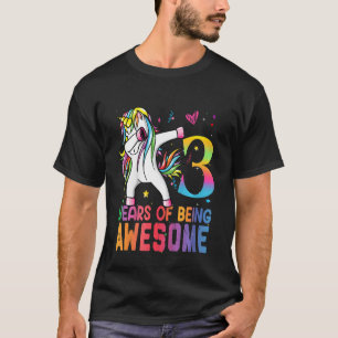 Camiseta Crianças de 3 anos Unicorn Dabbing aniversário de 