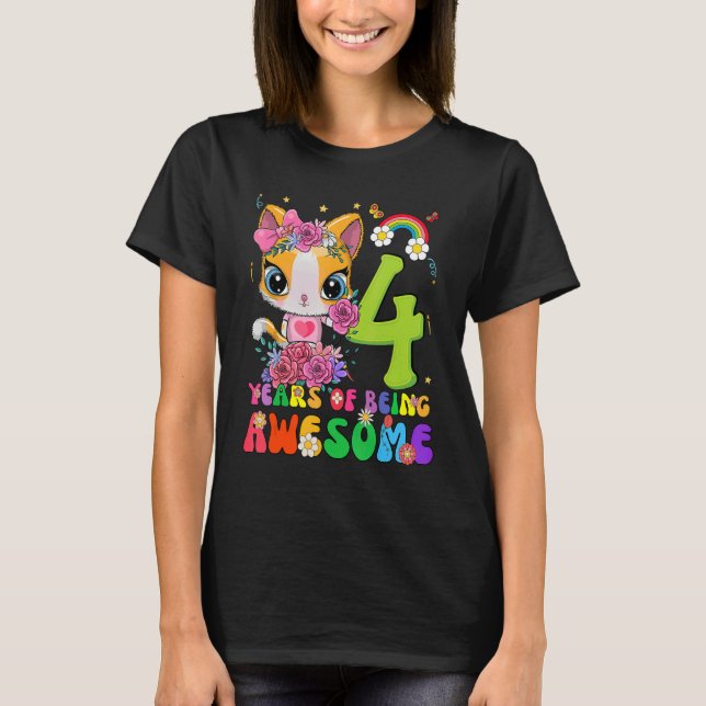 Camiseta Crianças de 4 anos adolescentes 4º aniversário Gar (Frente)