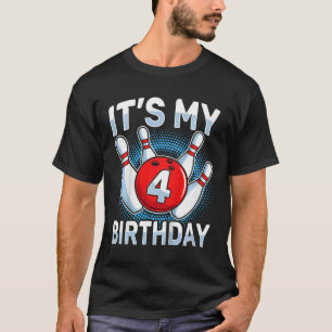 Camiseta Crianças de 4 anos Boliche 4ª Festa de Aniversário