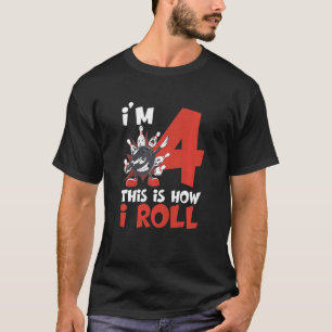 Camiseta Crianças de 4 anos Bowler 4º aniversário Boliche d