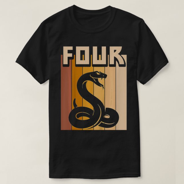 Camiseta Crianças de 4 anos Cobra de aniversário Garota de  (Frente do Design)