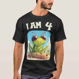 Camiseta Crianças de 4 Anos de Idade 4 Aniversário Grilos M