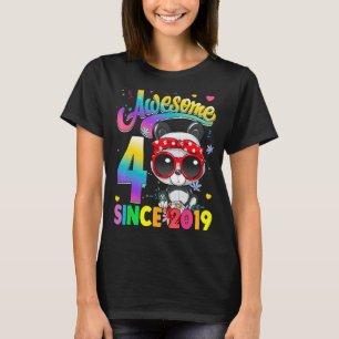 Camiseta Crianças de 4 anos desde 2019 Princesa Panda 4º Na