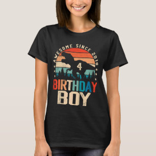 Camiseta Crianças de 4 anos Dinossauro 4º aniversário Garot