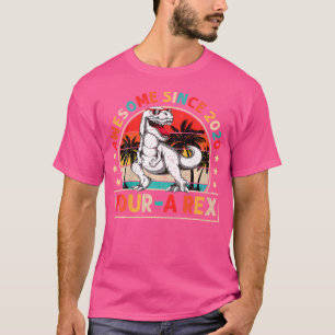 Camiseta Crianças De 4 Anos Dinossauro 4º Aniversário T Rex